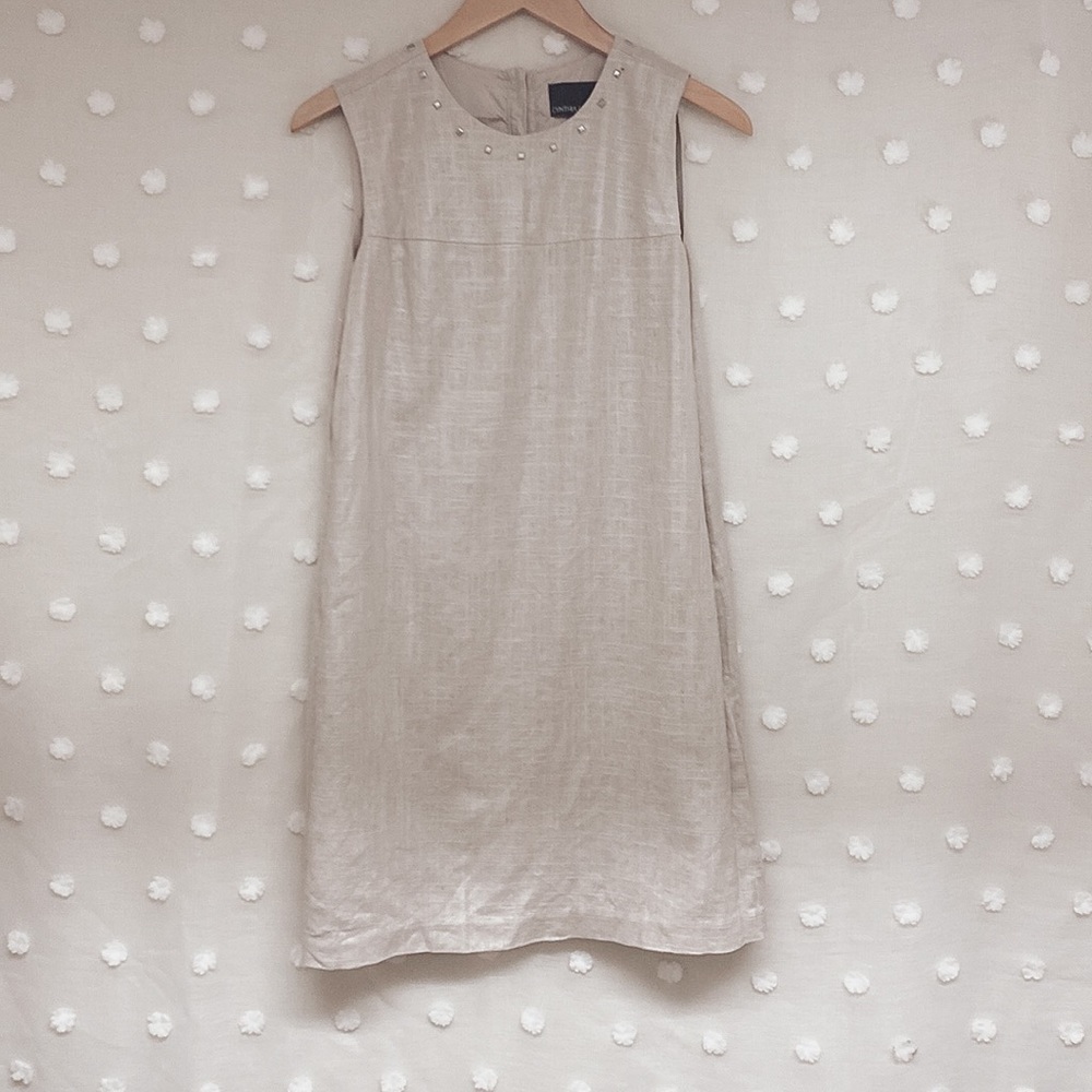 Cynthia Rowley Sparkly Taupe Linen Sleeveless Dress Size 6
